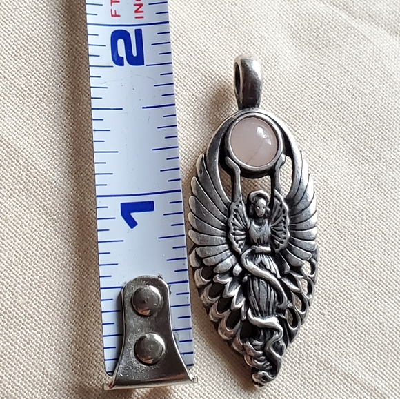 Silver Goddess Pendant with Rose Quartz Ball - Picture 4 of 6